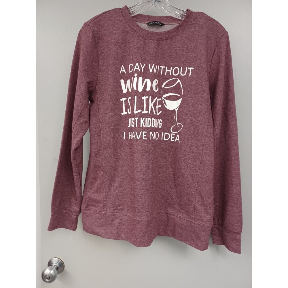 Lilicloth L/S lightweight A Day Without Wine T-shirt 100% Cotton. L Maroon